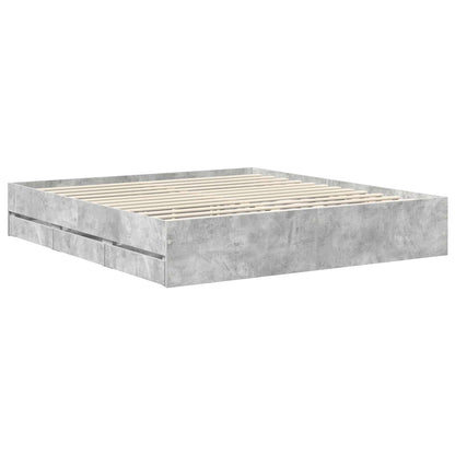 vidaXL Cadre de lit avec tête de lit Gris Ciment 180 x 200 cm Bois d'ingénierie