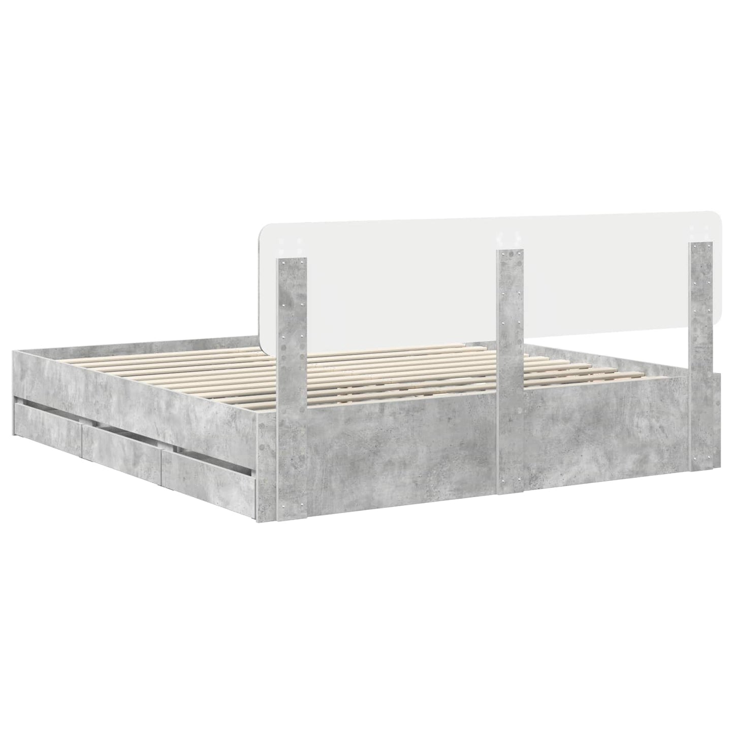 vidaXL Cadre de lit avec tête de lit Gris Ciment 180 x 200 cm Bois d'ingénierie