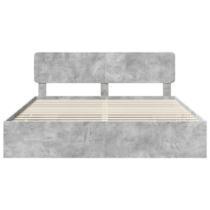vidaXL Cadre de lit avec tête de lit Gris Ciment 180 x 200 cm Bois d'ingénierie