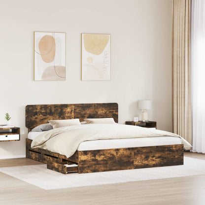 vidaXL Bettrahmen Geräucherte Eiche 180 x 200 cm Ingenieurs Holz