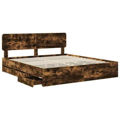 vidaXL Bettrahmen Geräucherte Eiche 180 x 200 cm Ingenieurs Holz