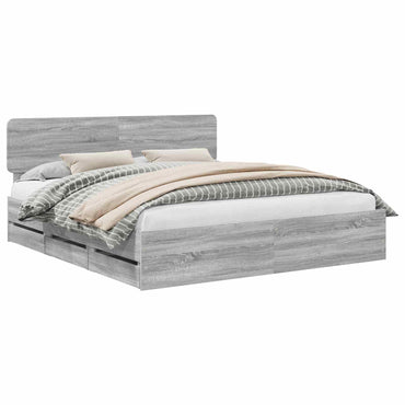 vidaXL Bettrahmen Graues Sonoma 180 x 200 cm Ingenieurs Holz