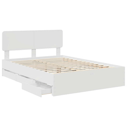 vidaXL Bettrahmen mit Schubladen Weiß 160 x 200 cm Ingenieurs Holz