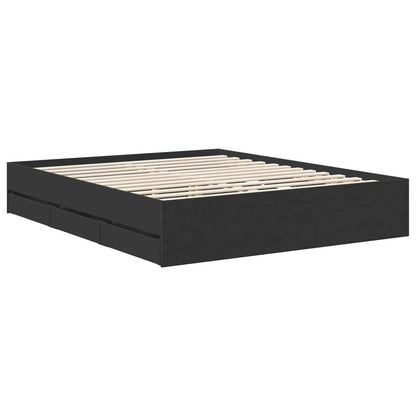 vidaXL Bettrahmen mit Schubladen Schwarz 160 x 200 cm Ingenieurs Holz