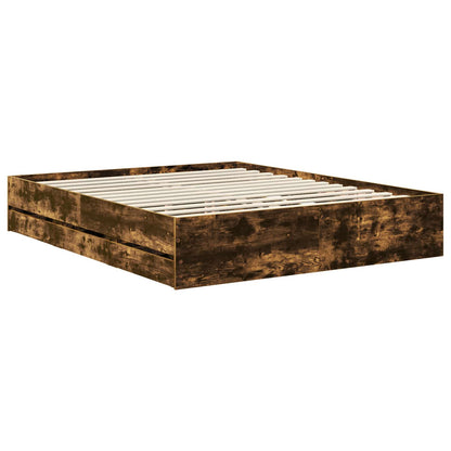 vidaXL Bettrahmen Geräucherte Eiche 160 x 200 cm Ingenieurs Holz