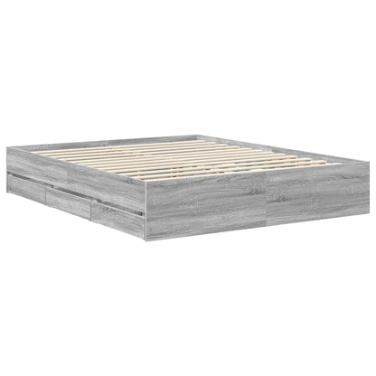 vidaXL Bettrahmen Graues Sonoma 160 x 200 cm Ingenieurs Holz