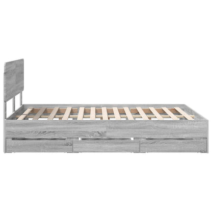 vidaXL Bettrahmen Graues Sonoma 160 x 200 cm Ingenieurs Holz