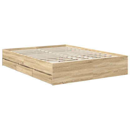 vidaXL Bettrahmen Sonoma-Eiche 150 x 200 cm Ingenieurs Holz