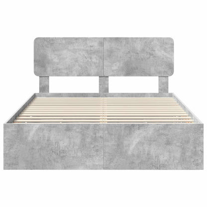 vidaXL Bettrahmen mit Kopfteil Beton Grau 150 x 200 cm Ingenieurs Holz