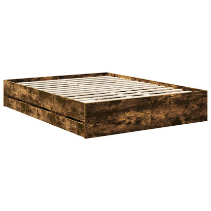 vidaXL Bettrahmen Geräucherte Eiche 150 x 200 cm Ingenieurs Holz