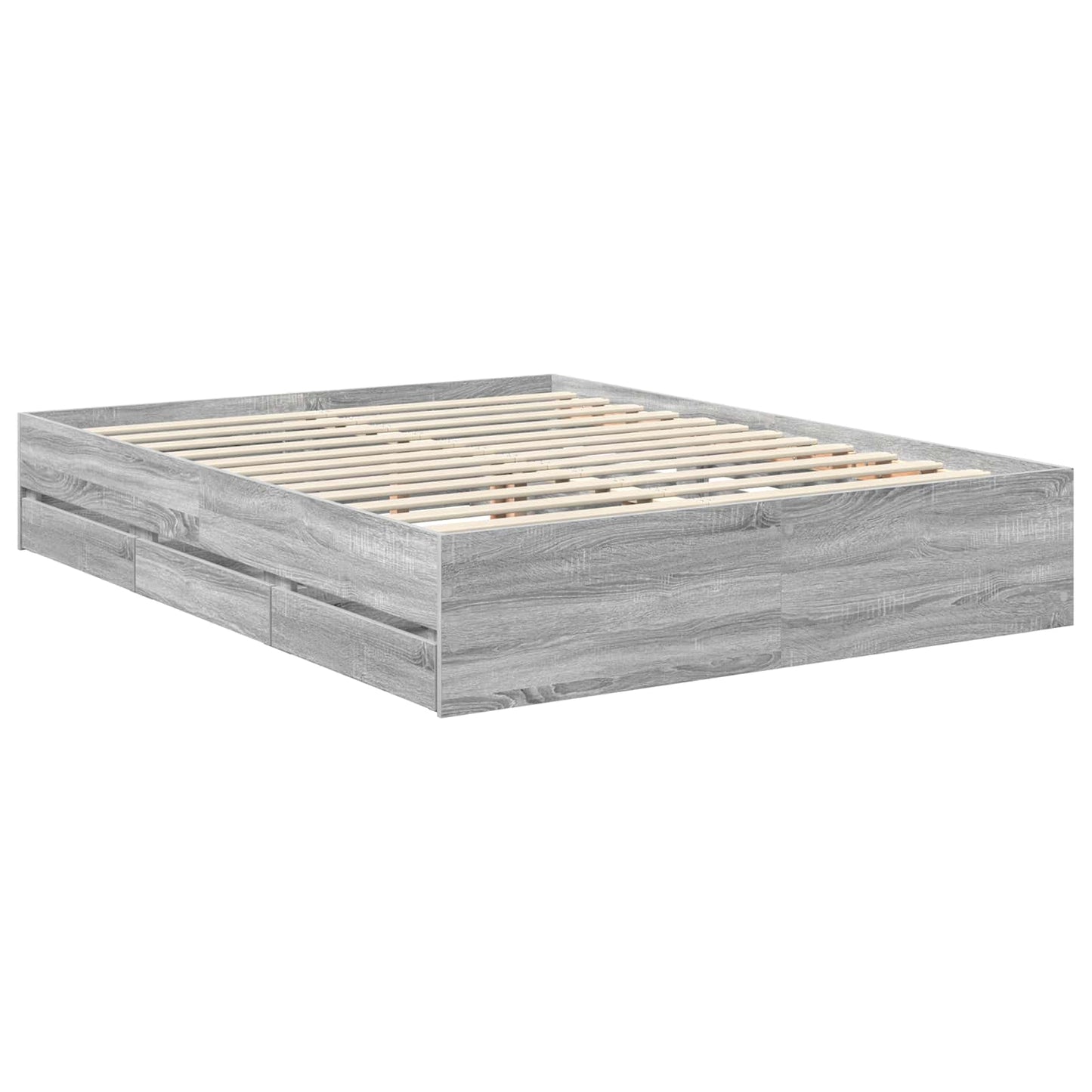 vidaXL Bettrahmen Graues Sonoma 150 x 200 cm Ingenieurs Holz