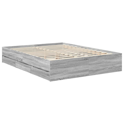 vidaXL Bettrahmen Graues Sonoma 150 x 200 cm Ingenieurs Holz