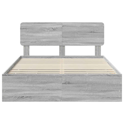 vidaXL Bettrahmen Graues Sonoma 150 x 200 cm Ingenieurs Holz