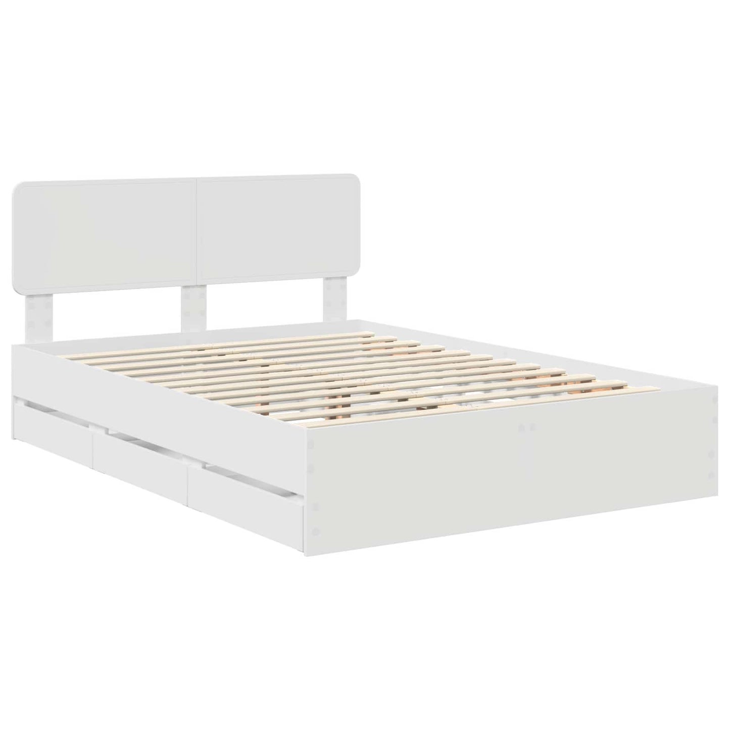 vidaXL Bettrahmen mit Schubladen Weiß 140 x 190 cm Ingenieurs Holz