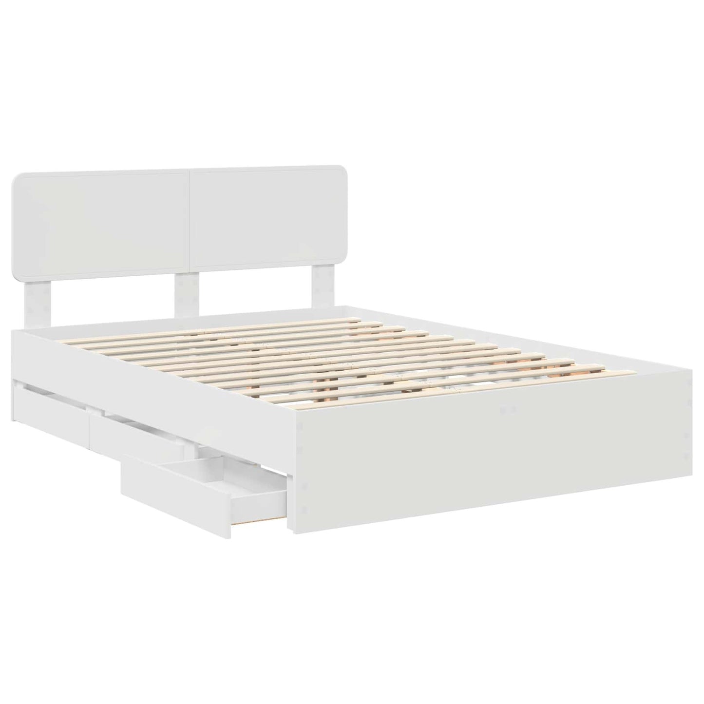 vidaXL Bettrahmen mit Schubladen Weiß 140 x 190 cm Ingenieurs Holz