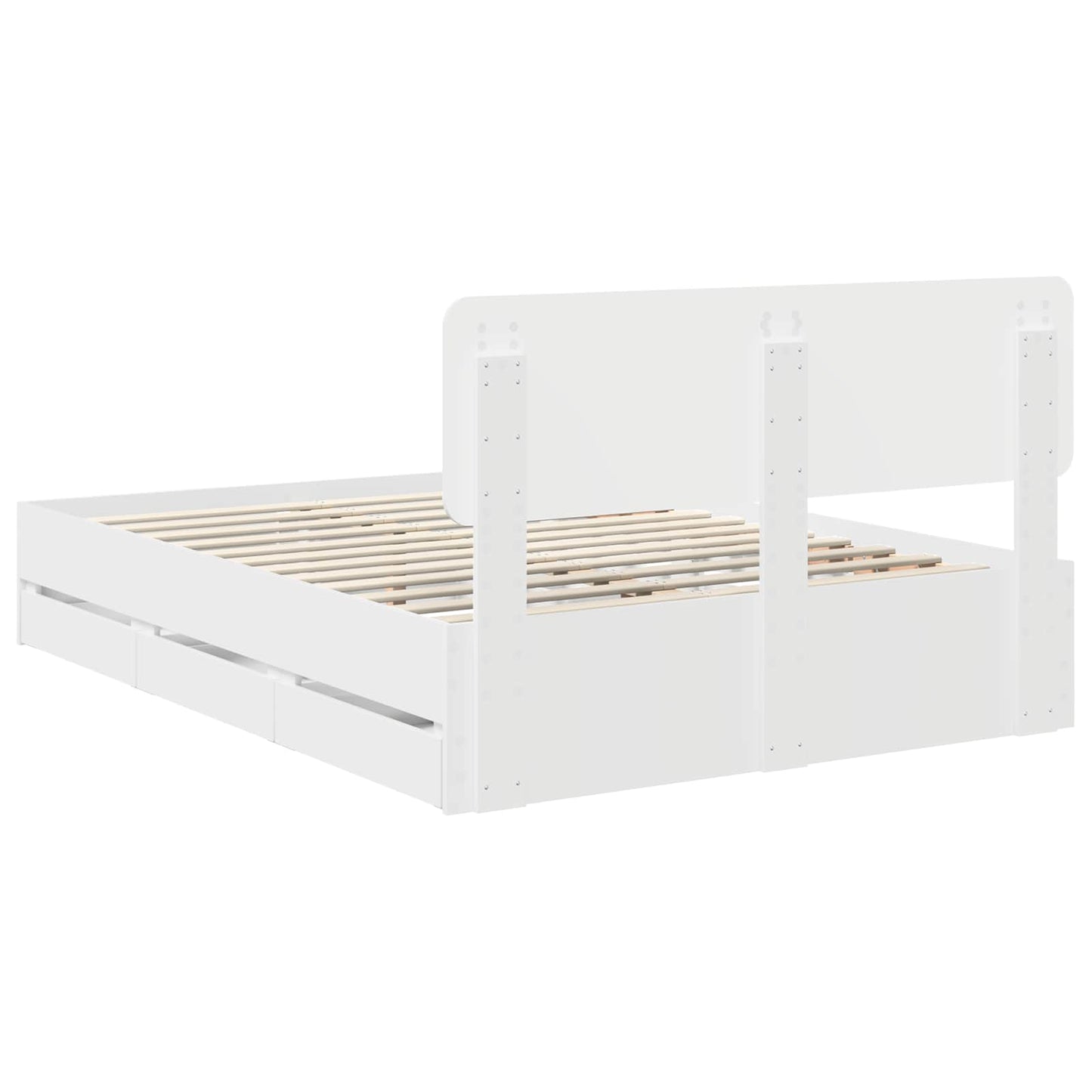 vidaXL Bettrahmen mit Schubladen Weiß 140 x 190 cm Ingenieurs Holz