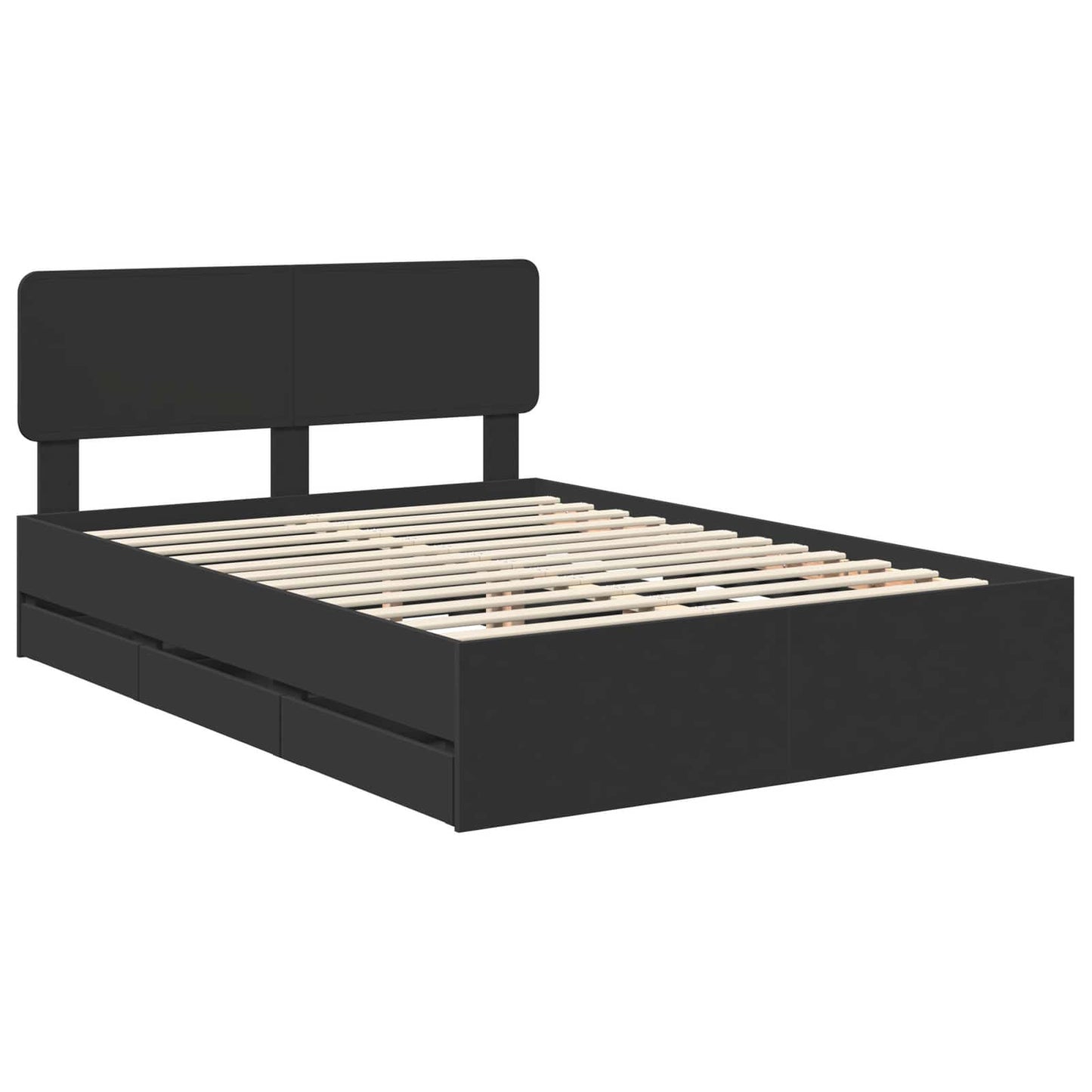 vidaXL Cadre de lit avec tiroirs Noir 140 x 190 cm Bois d'ingénierie
