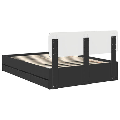 vidaXL Cadre de lit avec tiroirs Noir 140 x 190 cm Bois d'ingénierie