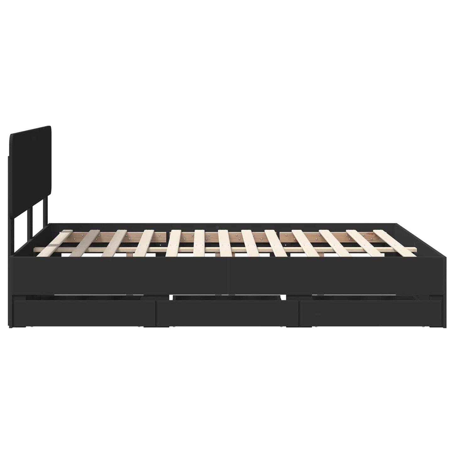 vidaXL Cadre de lit avec tiroirs Noir 140 x 190 cm Bois d'ingénierie