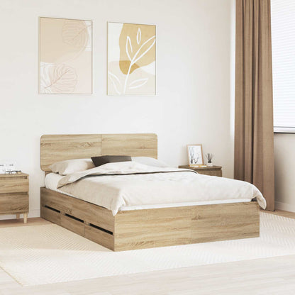 vidaXL Bettrahmen Sonoma-Eiche 140 x 190 cm Ingenieurs Holz