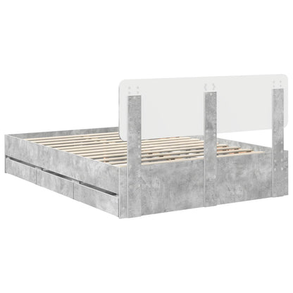 vidaXL Bettrahmen mit Kopfteil Beton Grau 140 x 190 cm Ingenieurs Holz