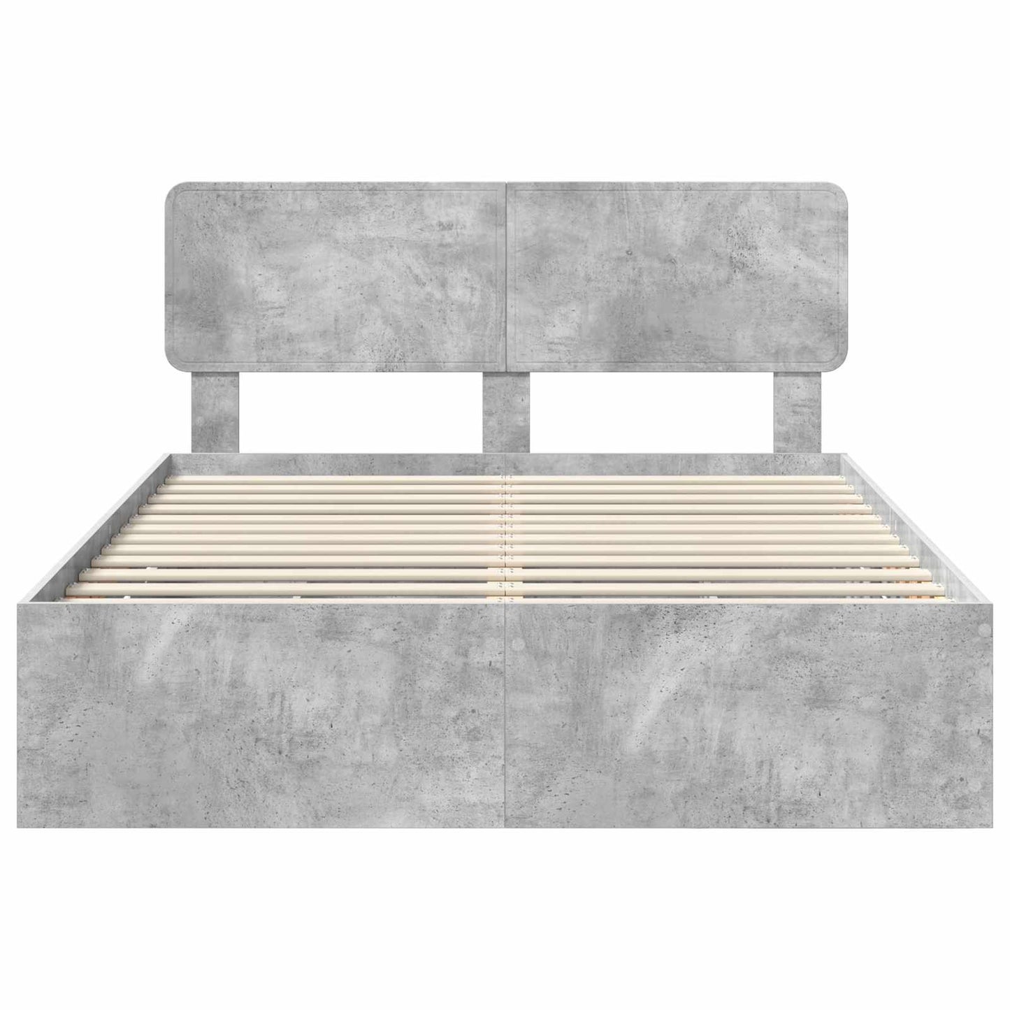 vidaXL Bettrahmen mit Kopfteil Beton Grau 140 x 190 cm Ingenieurs Holz