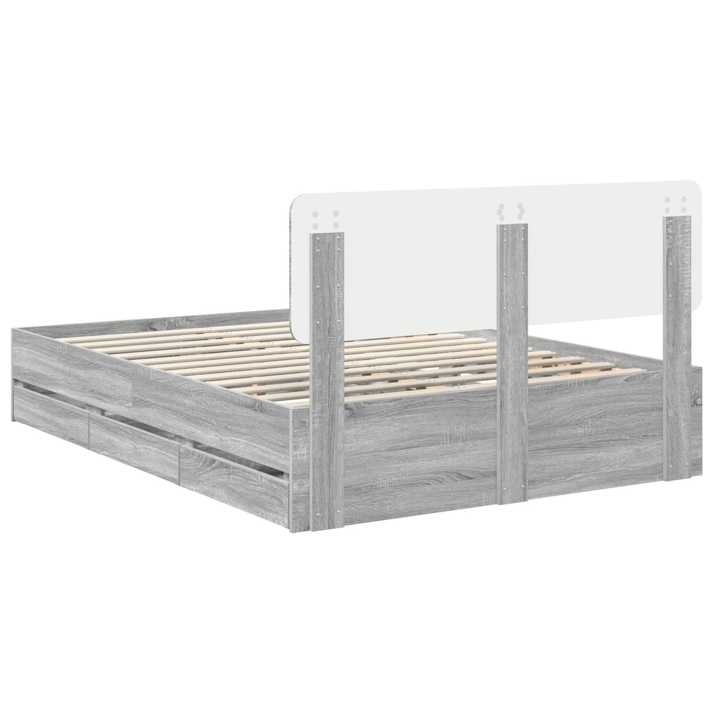 vidaXL Bettrahmen Graues Sonoma 140 x 190 cm Ingenieurs Holz