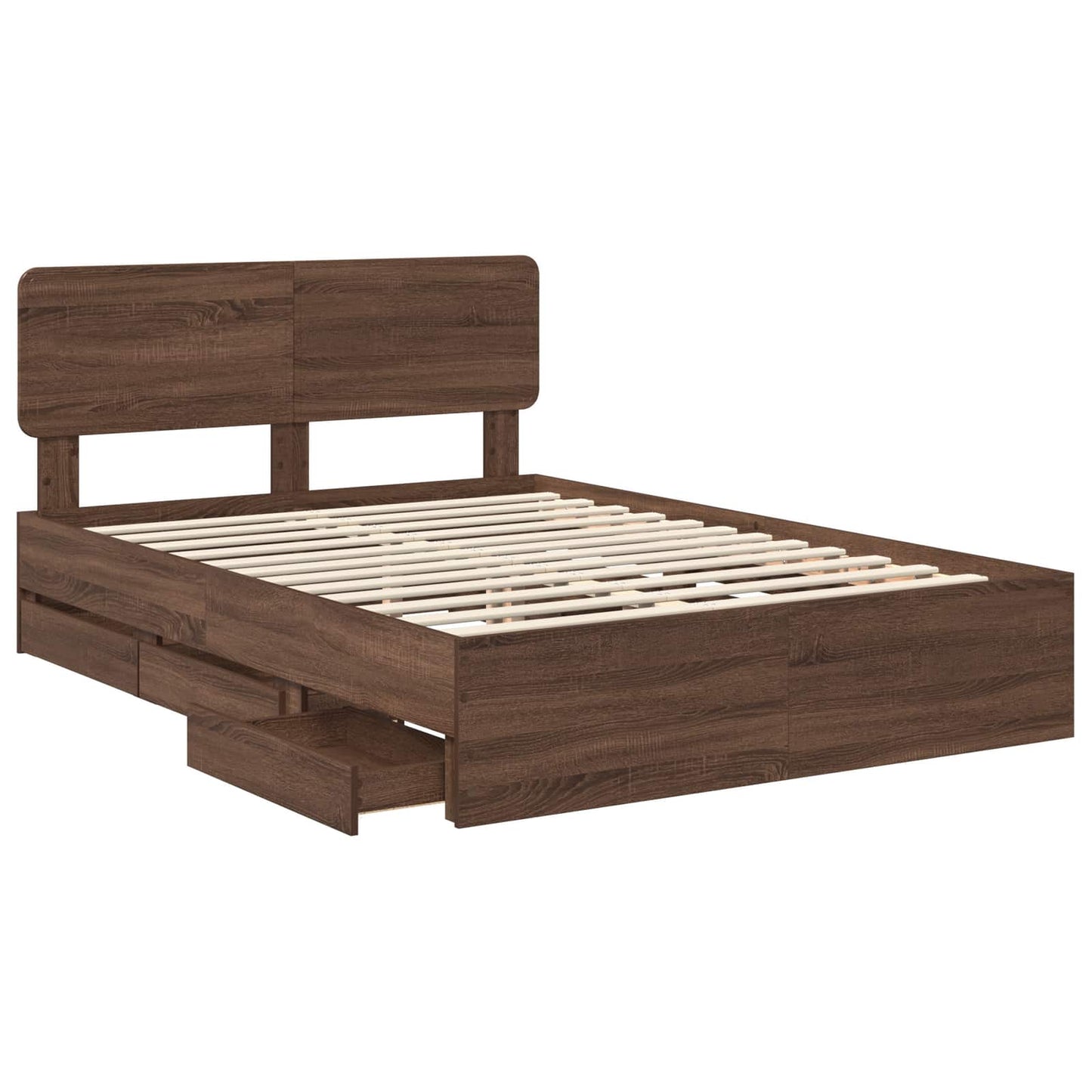 vidaXL Bettrahmen Braun Eichen-Optik 140 x 190 cm Ingenieurs Holz