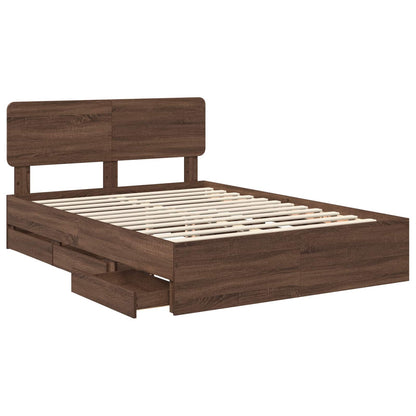 vidaXL Bettrahmen Braun Eichen-Optik 140 x 190 cm Ingenieurs Holz
