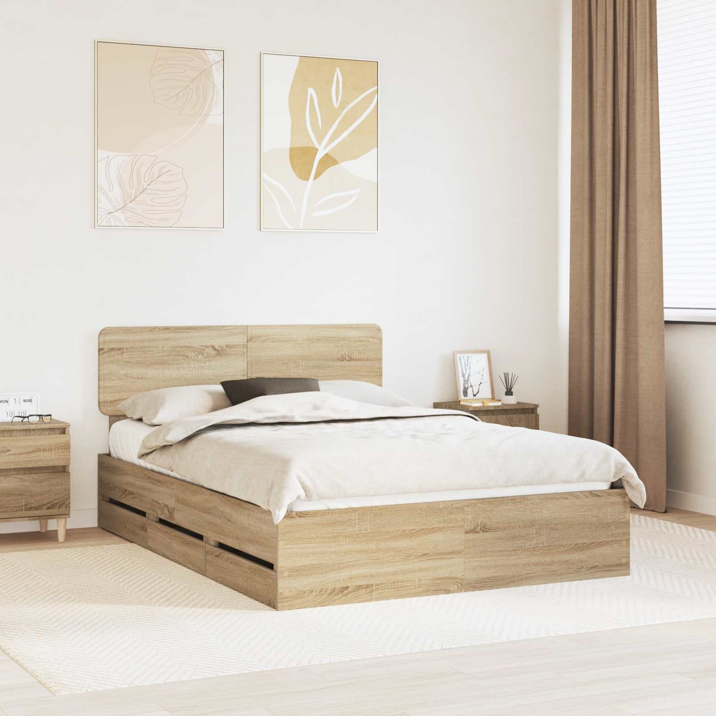 vidaXL Bettrahmen Sonoma-Eiche 140 x 200 cm Ingenieurs Holz