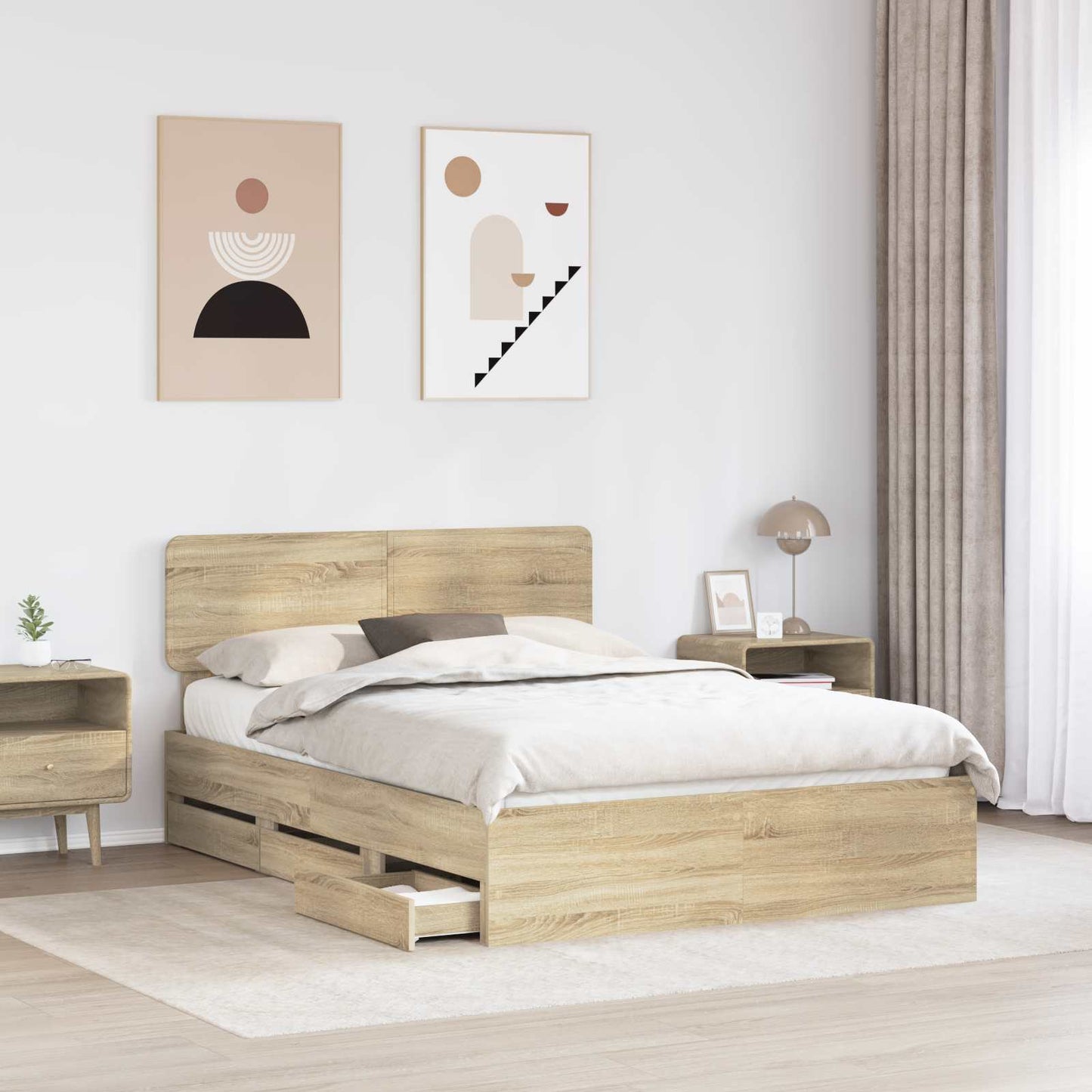 vidaXL Bettrahmen Sonoma-Eiche 140 x 200 cm Ingenieurs Holz