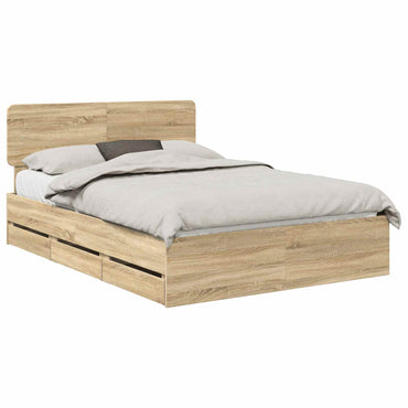 vidaXL Bettrahmen Sonoma-Eiche 140 x 200 cm Ingenieurs Holz