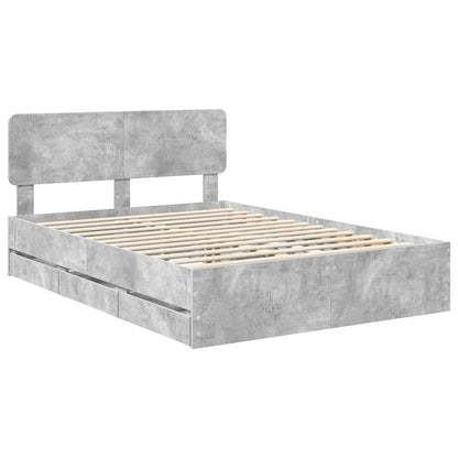 vidaXL Bettrahmen mit Kopfteil Beton Grau 140 x 200 cm Ingenieurs Holz
