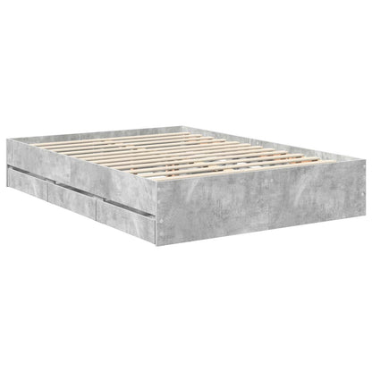 vidaXL Bettrahmen mit Kopfteil Beton Grau 140 x 200 cm Ingenieurs Holz