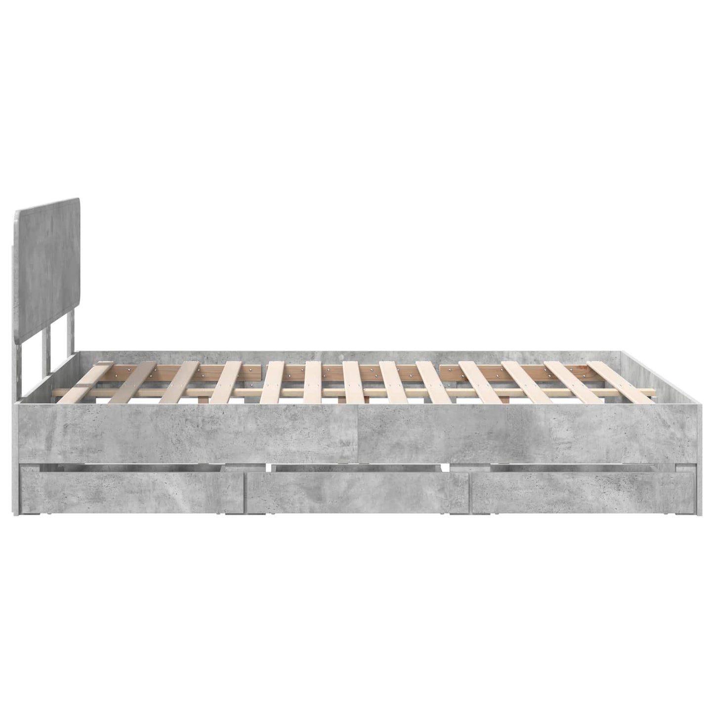 vidaXL Bettrahmen mit Kopfteil Beton Grau 140 x 200 cm Ingenieurs Holz