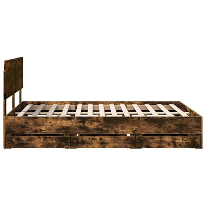 vidaXL Bettrahmen Geräucherte Eiche 140 x 200 cm Ingenieurs Holz
