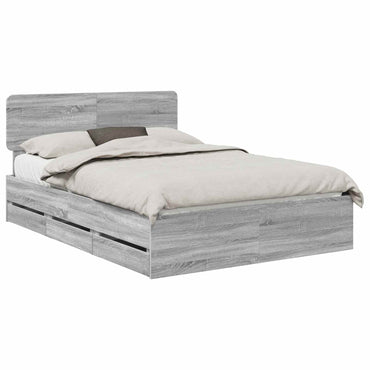 vidaXL Cadre de lit Gris sonoma 140 x 200 cm Bois d'ingénierie