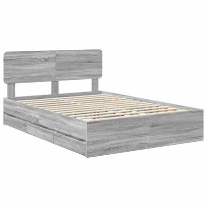vidaXL Cadre de lit Gris sonoma 140 x 200 cm Bois d'ingénierie