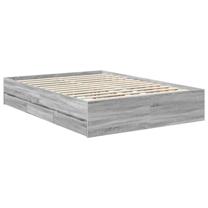 vidaXL Cadre de lit Gris sonoma 140 x 200 cm Bois d'ingénierie
