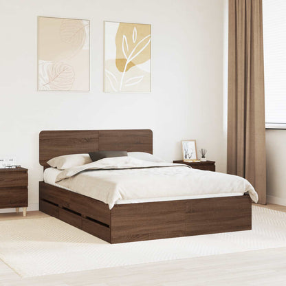 vidaXL Cadre de lit aspect chêne marron 140x200 cm Bois d'ingénierie