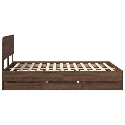 vidaXL Cadre de lit aspect chêne marron 140x200 cm Bois d'ingénierie