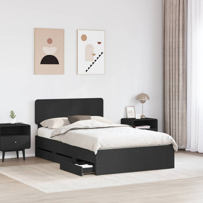 vidaXL Cadre de lit avec tiroirs Noir 135 x 190 cm Bois d'ingénierie