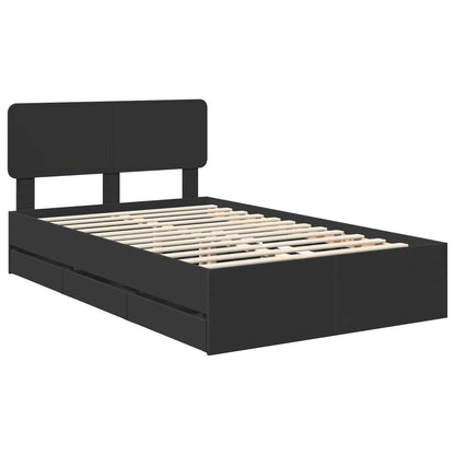 vidaXL Cadre de lit avec tiroirs Noir 135 x 190 cm Bois d'ingénierie