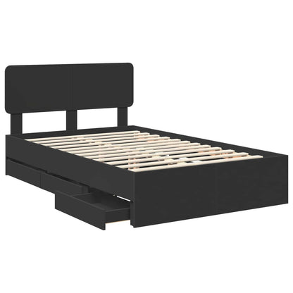 vidaXL Cadre de lit avec tiroirs Noir 135 x 190 cm Bois d'ingénierie