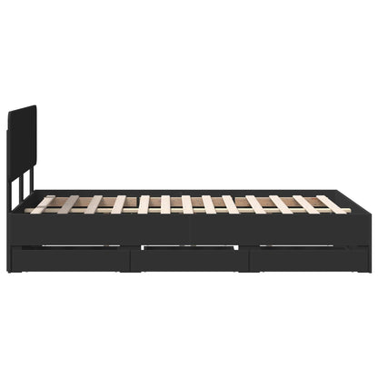vidaXL Cadre de lit avec tiroirs Noir 135 x 190 cm Bois d'ingénierie