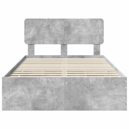 vidaXL Cadre de lit avec tête de lit gris béton 135 x 190 cm en bois d'ingénierie