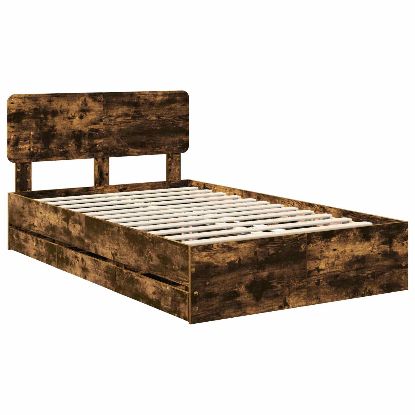 vidaXL Cadre de lit Chêne fumé 135 x 190 cm Bois d'ingénierie