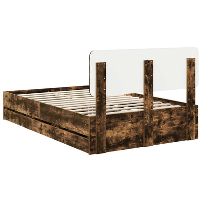 vidaXL Cadre de lit Chêne fumé 135 x 190 cm Bois d'ingénierie