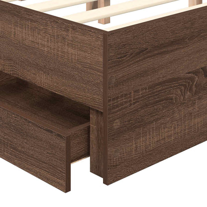 vidaXL Cadre de lit aspect chêne marron 135 x 190 cm en bois d'ingénierie