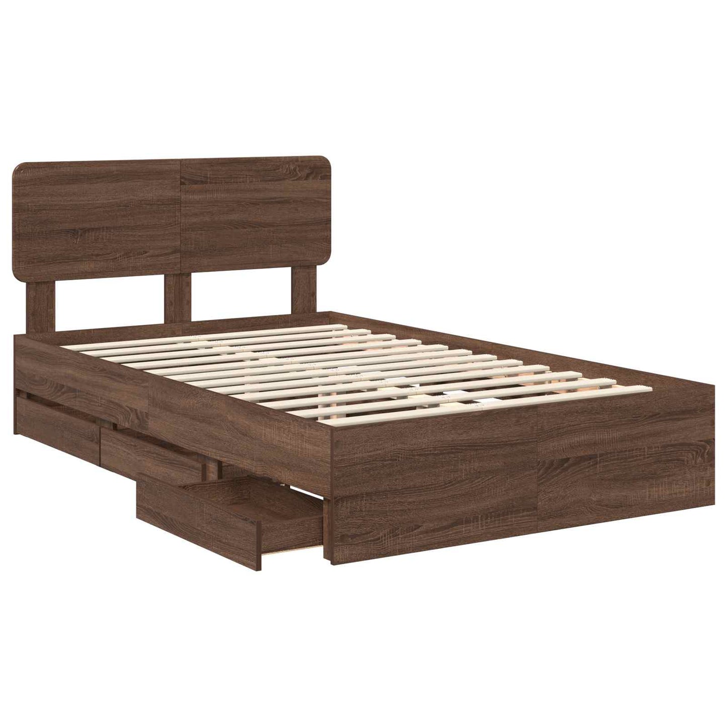 vidaXL Cadre de lit aspect chêne marron 135 x 190 cm en bois d'ingénierie